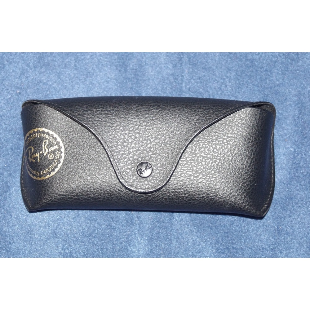 Ray-Ban Sunglasses Case Black‎ Pebbled Leather Gold Logo Print EUC CASE ONLY